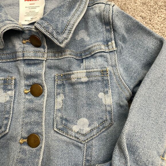 Disney Junior Mickey Minnie Mouse Denim Jacket Infant 18M Blue Graphic Casual - Picture 4 of 9